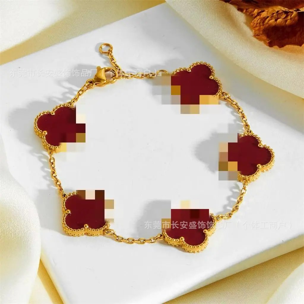 High quality double-sided shellfish lucky four-leaf clover bracelet f… – additional view