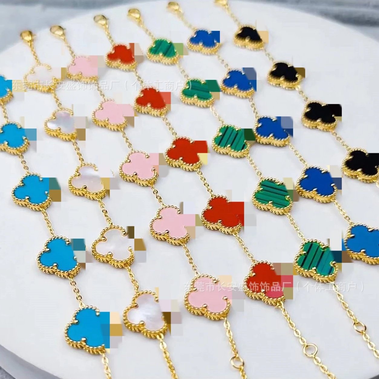 High quality double-sided shellfish lucky four-leaf clover bracelet f…