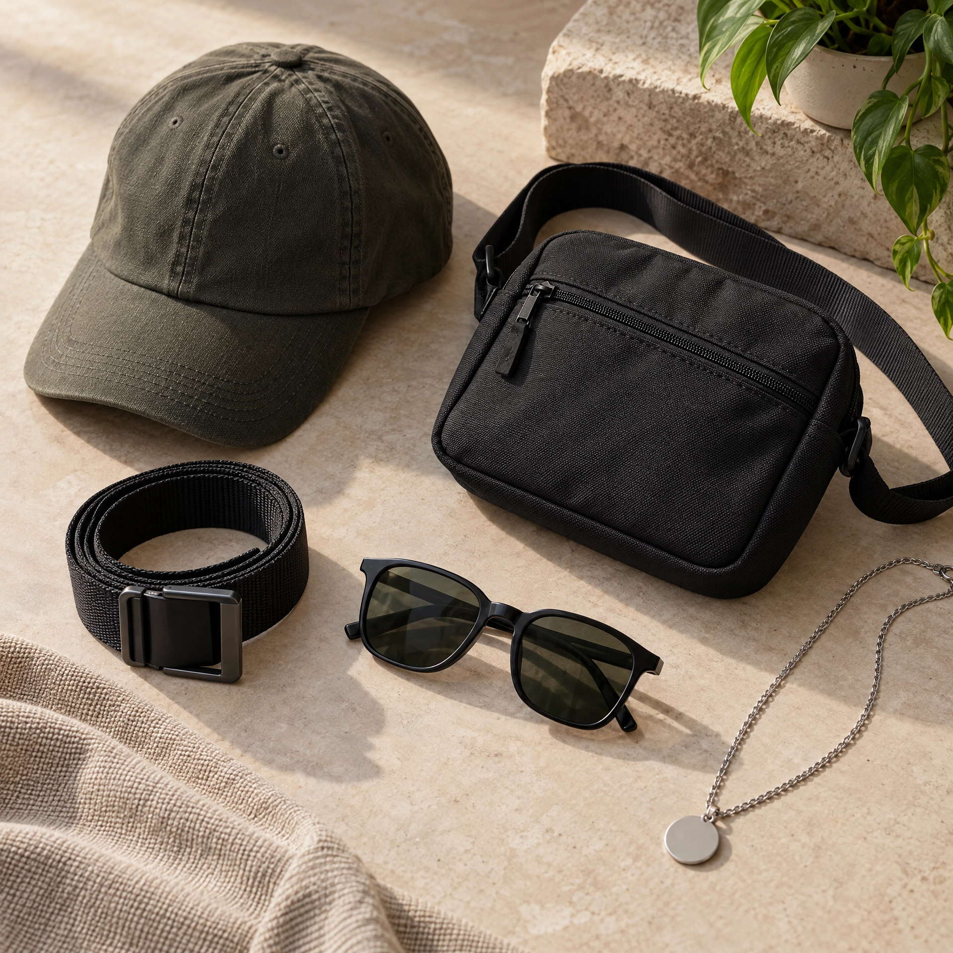 Streetwear accessories shown as an illustrative multi-item category example
