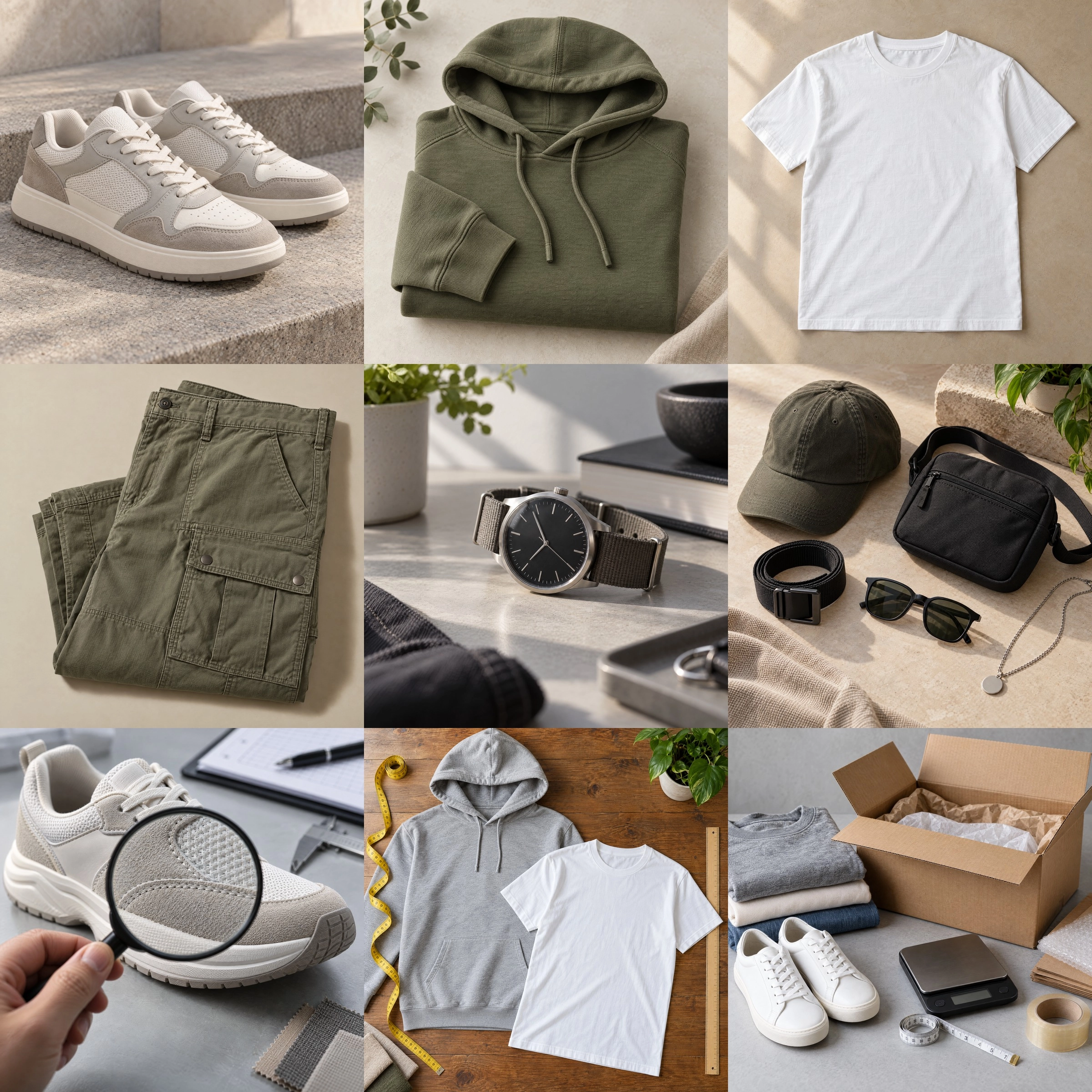 Streetwear category grid showing multiple product types in one visual overview