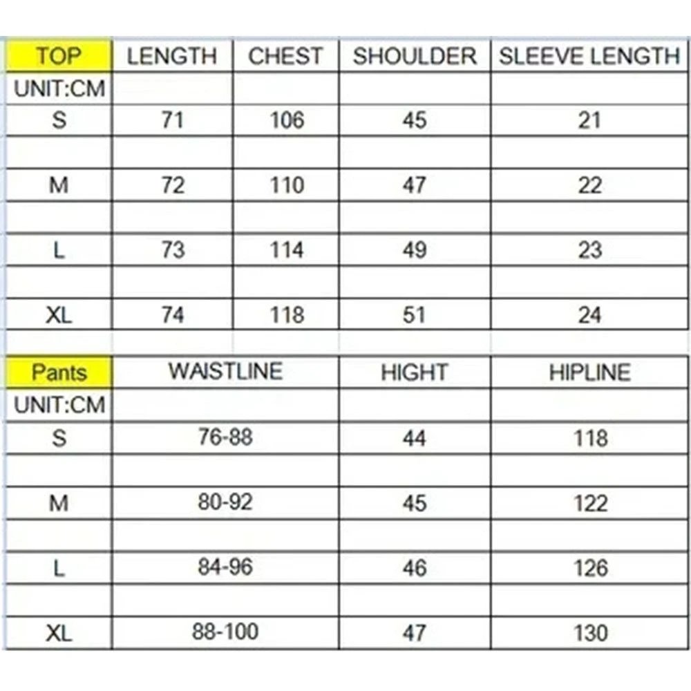 High-quality solid-color embroidered short set size chart